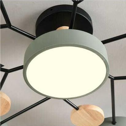 Round LED Ceiling Light – 4 to 7 Light Heads, Iron & Acrylic