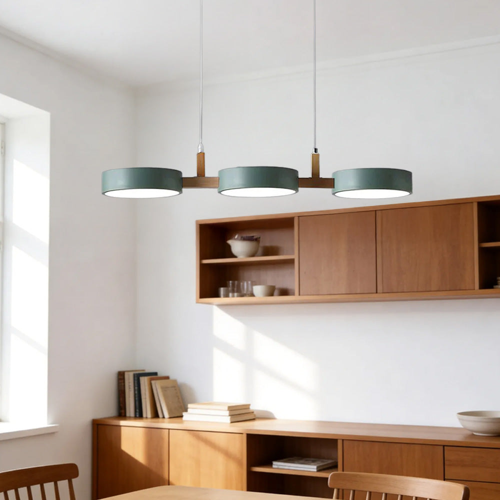 Cylinder Multi-Light Nordic Pendant Light – Iron & Wood, 77cm