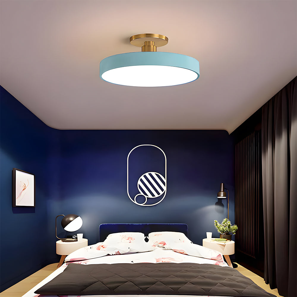 Round LED Semi-Flush Ceiling Light – 4 Brightness Options, 16–48W