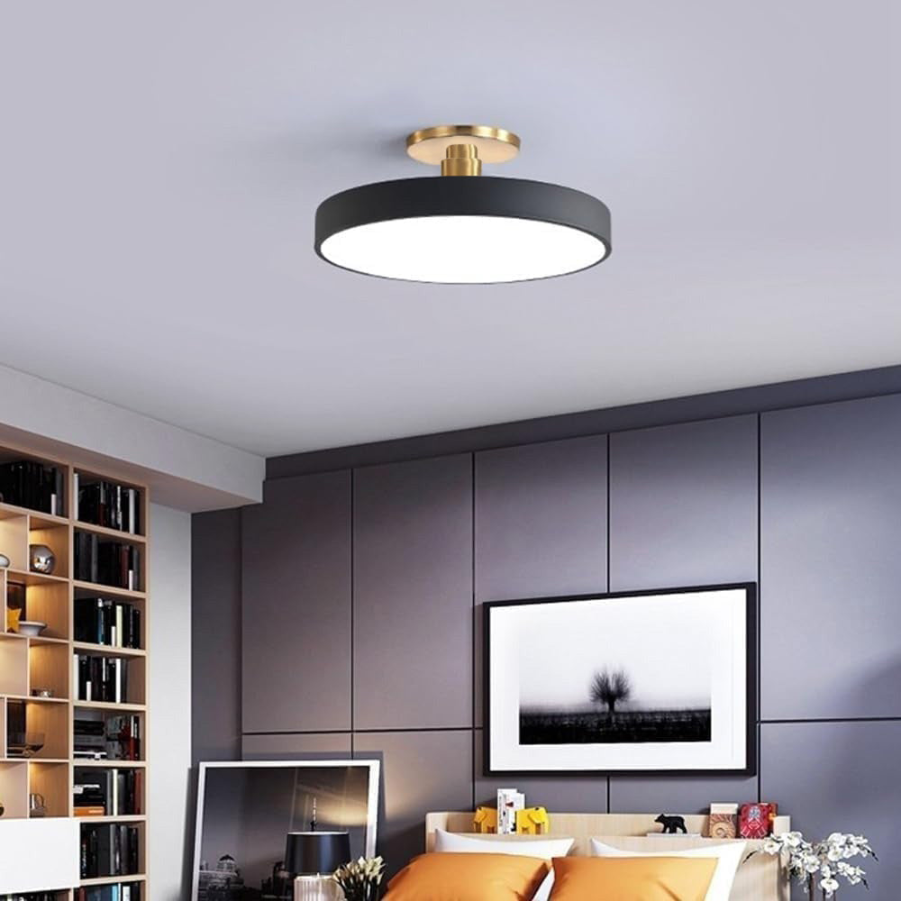 Round LED Semi-Flush Ceiling Light – 4 Brightness Options, 16–48W