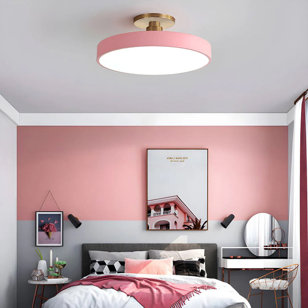 Round LED Semi-Flush Ceiling Light – 4 Brightness Options, 16–48W