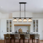 Crystal Glass Island Pendant Light – 3 or 4 Head Chandelier, Adjustable Height