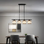 Crystal Glass Island Pendant Light – 3 or 4 Head Chandelier, Adjustable Height
