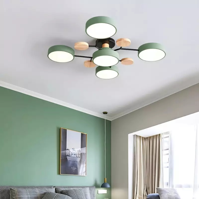 Round LED Ceiling Light – 4 to 7 Light Heads, Iron & Acrylic
