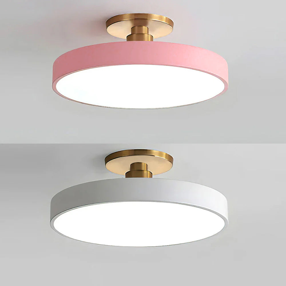 Round LED Semi-Flush Ceiling Light – 4 Brightness Options, 16–48W