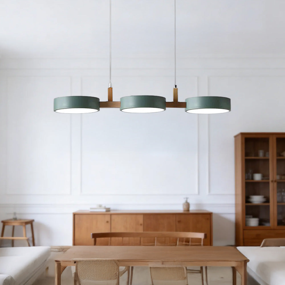 Cylinder Multi-Light Nordic Pendant Light – Iron & Wood, 77cm