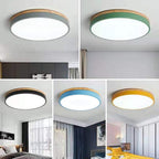 Solid Wood Round Flush Mount LED Ceiling Light – 4 Sizes, 30-60cm