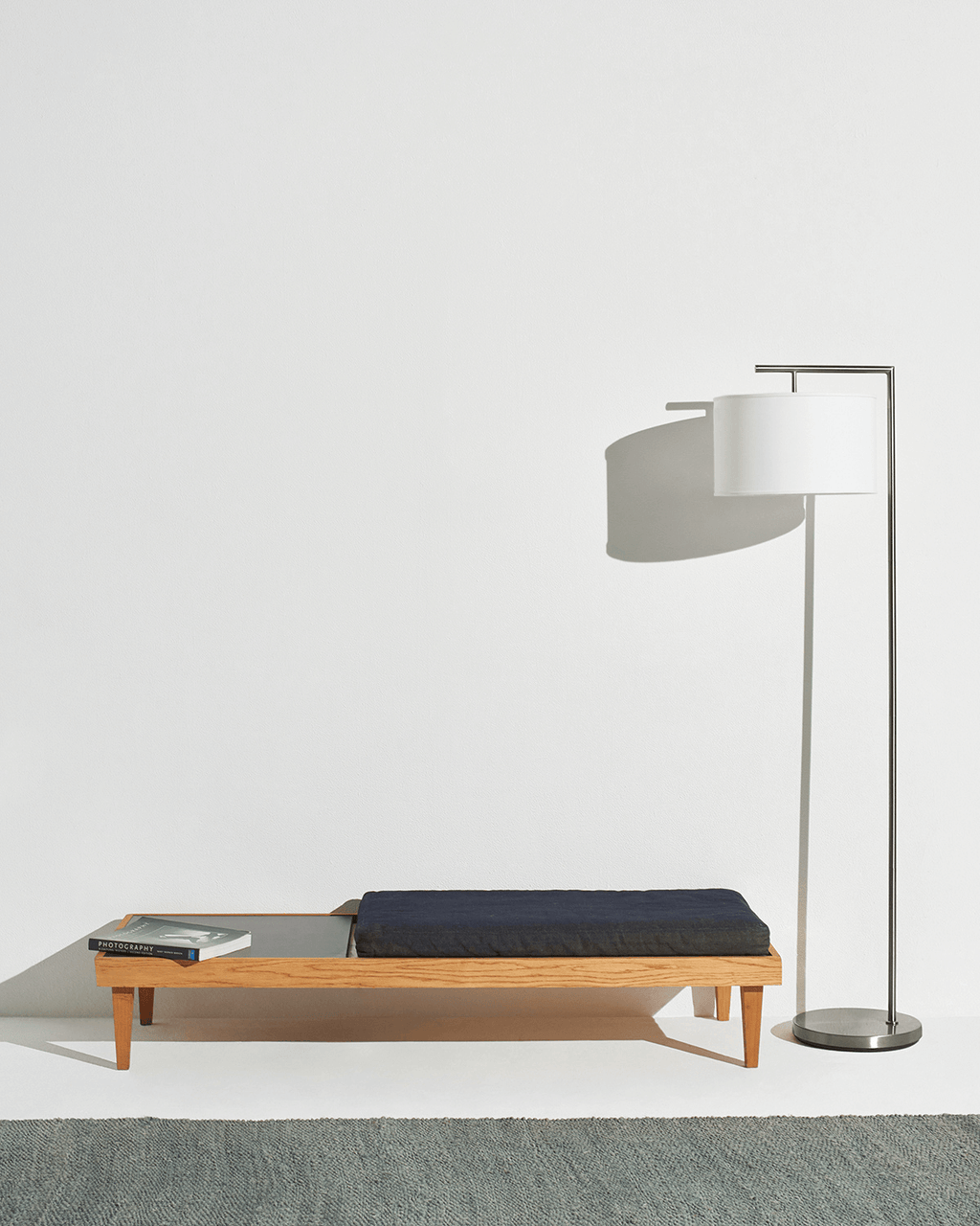 Modern Metal Floor Lamp – Fabric Shade, LED Bulb Included, 152cm, 3 Finishes