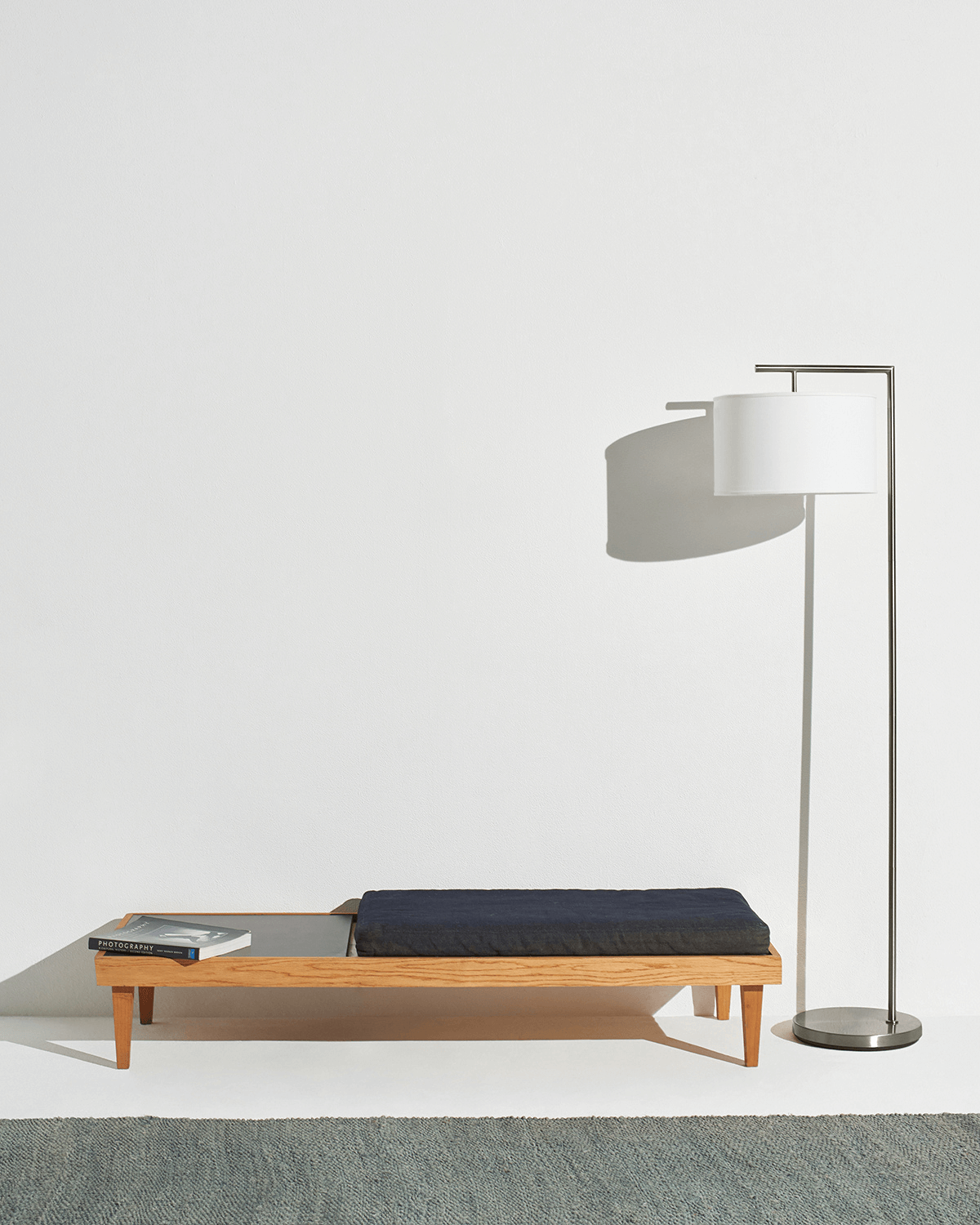 Modern Metal Floor Lamp – Fabric Shade, LED Bulb Included, 152cm, 3 Finishes