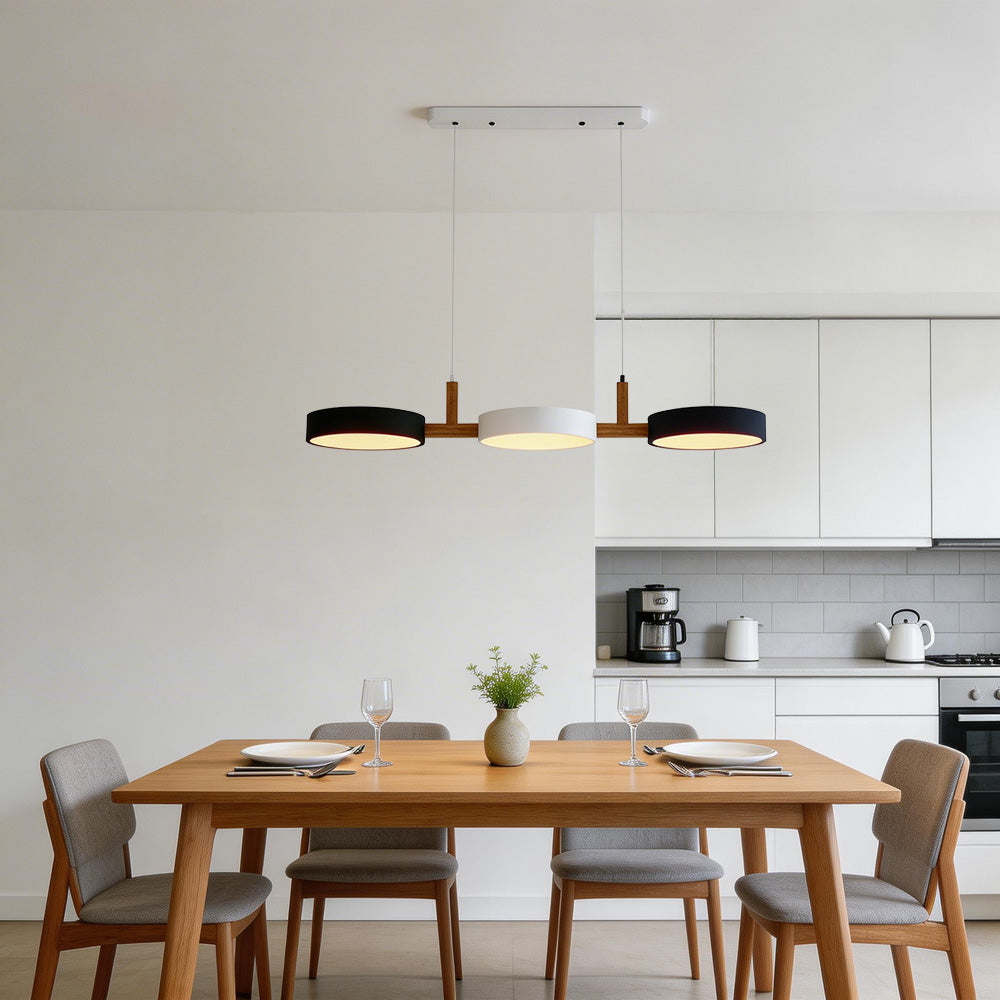 Cylinder Multi-Light Nordic Pendant Light – Iron & Wood, 77cm