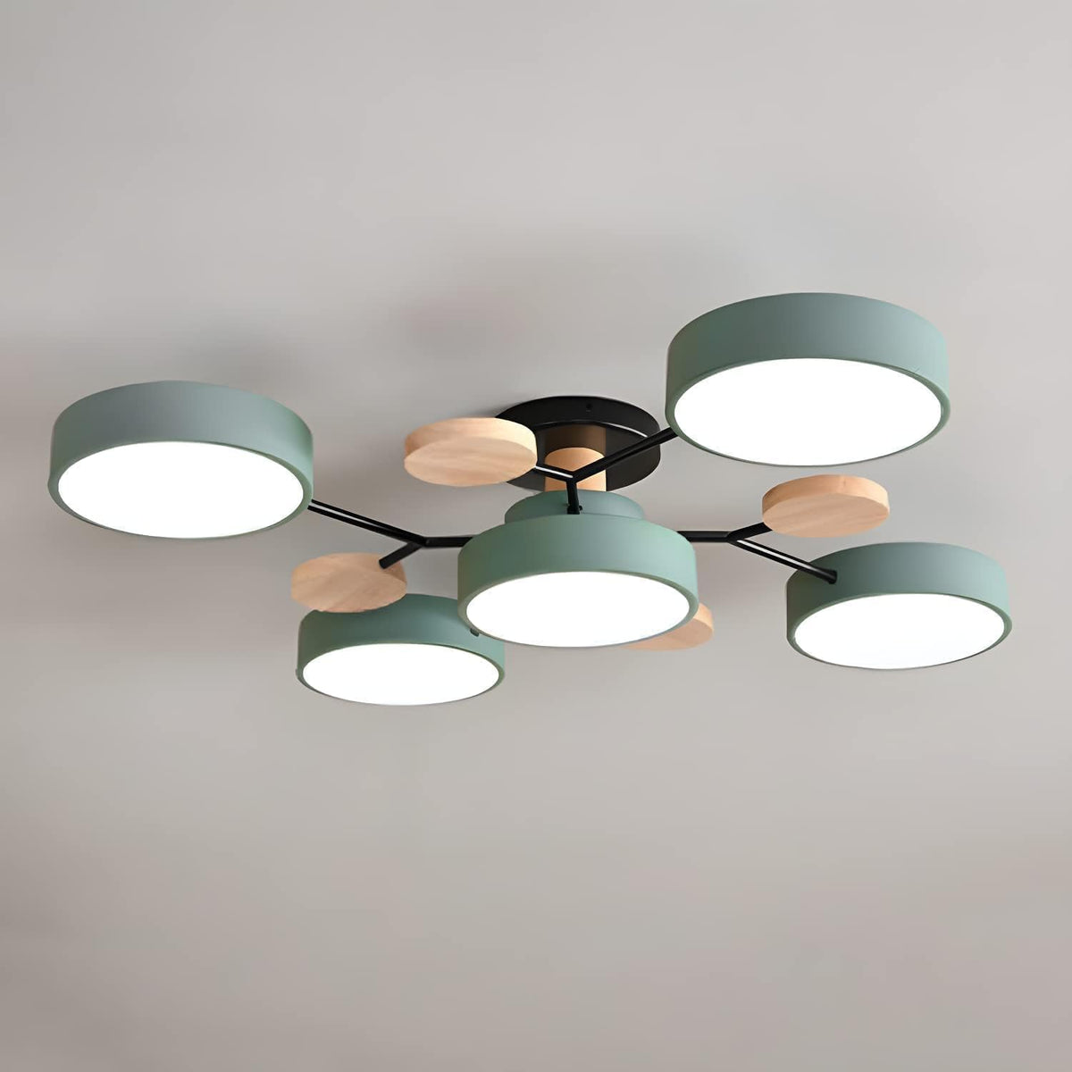 Round LED Ceiling Light – 4 to 7 Light Heads, Iron & Acrylic