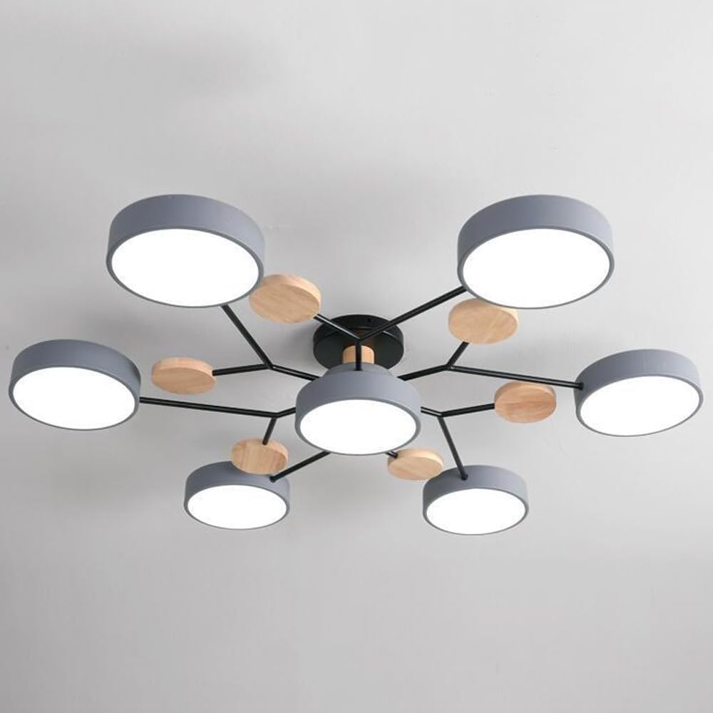 Round LED Ceiling Light – 4 to 7 Light Heads, Iron & Acrylic
