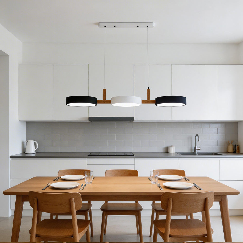Cylinder Multi-Light Nordic Pendant Light – Iron & Wood, 77cm