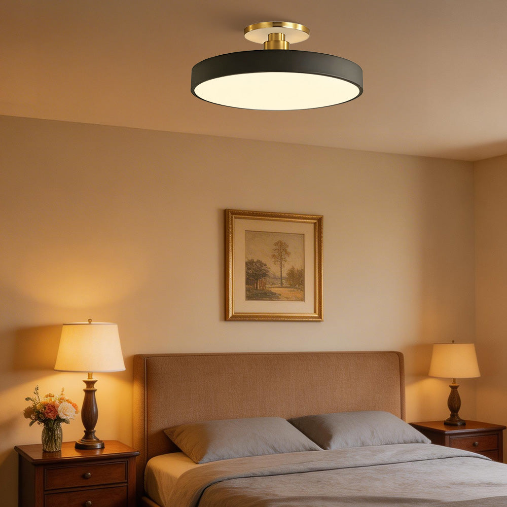 Round LED Semi-Flush Ceiling Light – 4 Brightness Options, 16–48W