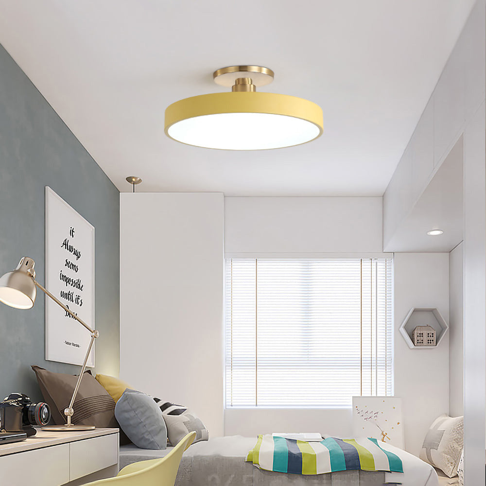 Round LED Semi-Flush Ceiling Light – 4 Brightness Options, 16–48W