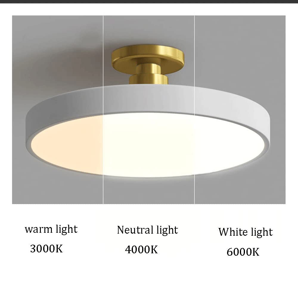 Round LED Semi-Flush Ceiling Light – 4 Brightness Options, 16–48W