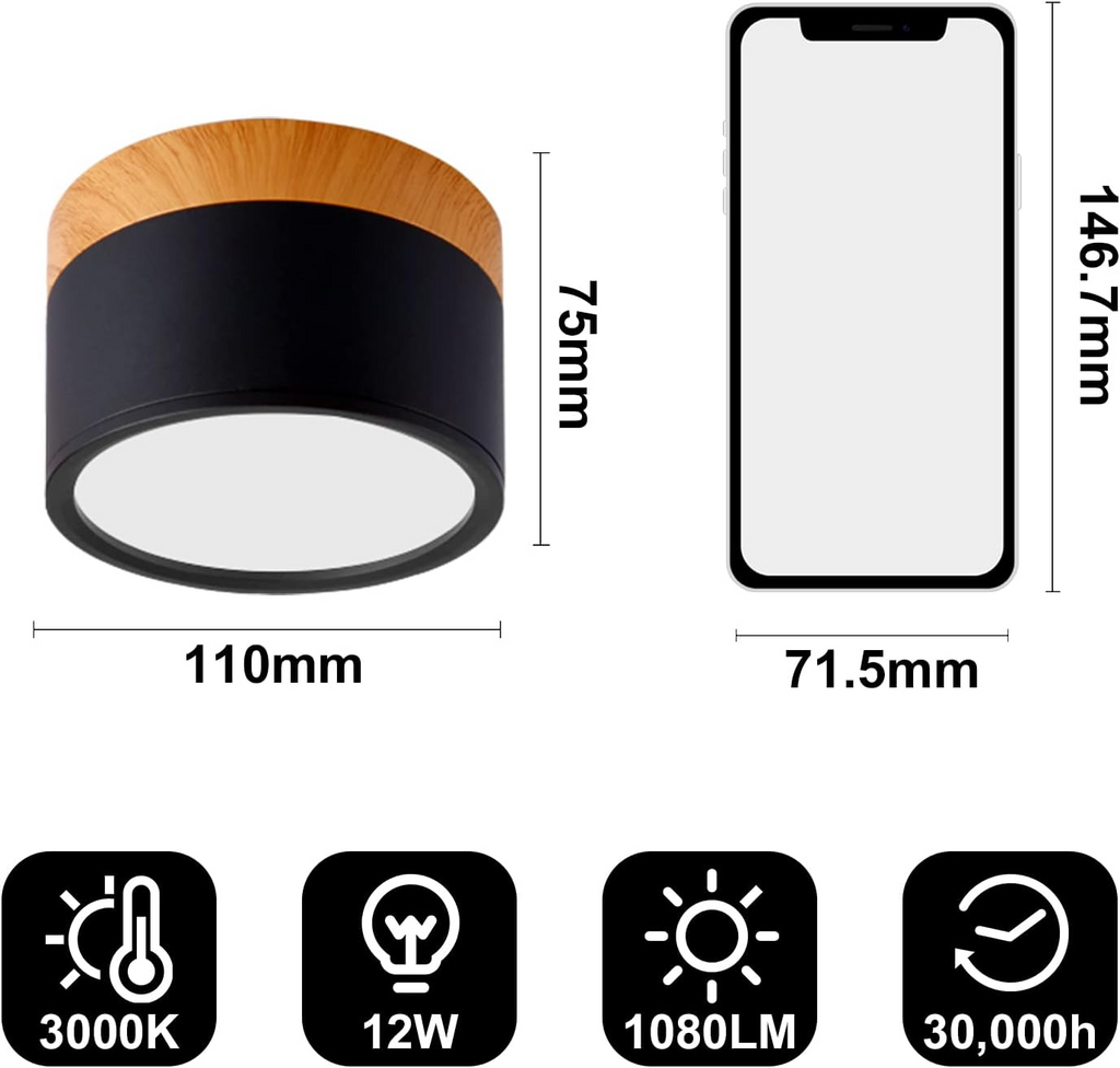 Small Cylinder Flush Ceiling Light – Aluminium, 2 Sizes (5W/7W)