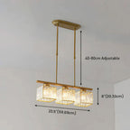Crystal Glass Island Pendant Light – 3 or 4 Head Chandelier, Adjustable Height