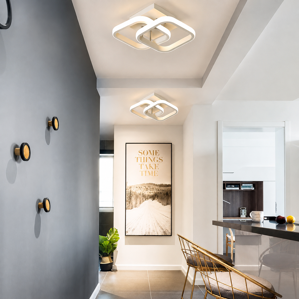Modern Metal White LED Ceiling Light - 3 Wattage Options (12/18/22W)