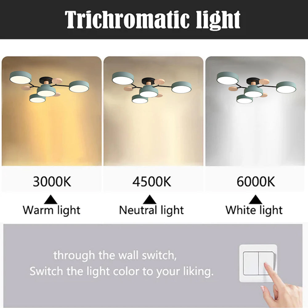 Round LED Ceiling Light – 4 to 7 Light Heads, Iron & Acrylic