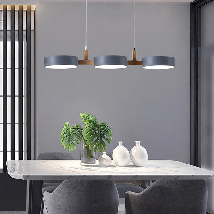 Cylinder Multi-Light Nordic Pendant Light – Iron & Wood, 77cm