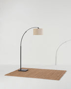 Arc Floor Lamp – Natural Marble Base, Fabric Shade, Foot Switch, 193cm