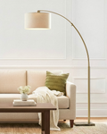 Arc Floor Lamp – Natural Marble Base, Fabric Shade, Foot Switch, 193cm