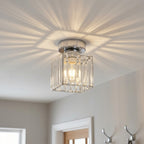 Crystal Shade Flush Mount Ceiling Light – Square or Circle, 3 Sizes