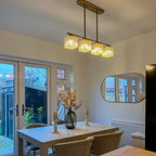Crystal Glass Island Pendant Light – 3 or 4 Head Chandelier, Adjustable Height
