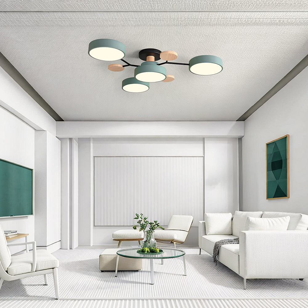 Round LED Ceiling Light – 4 to 7 Light Heads, Iron & Acrylic