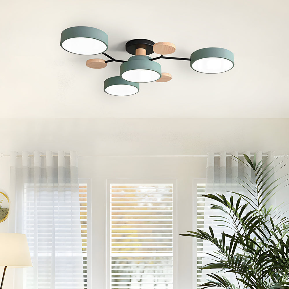 Round LED Ceiling Light – 4 to 7 Light Heads, Iron & Acrylic
