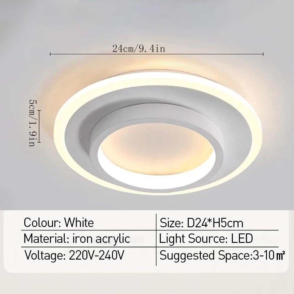 Round Slim LED Flush Ceiling Light – 21cm or 24cm, 10W/20W