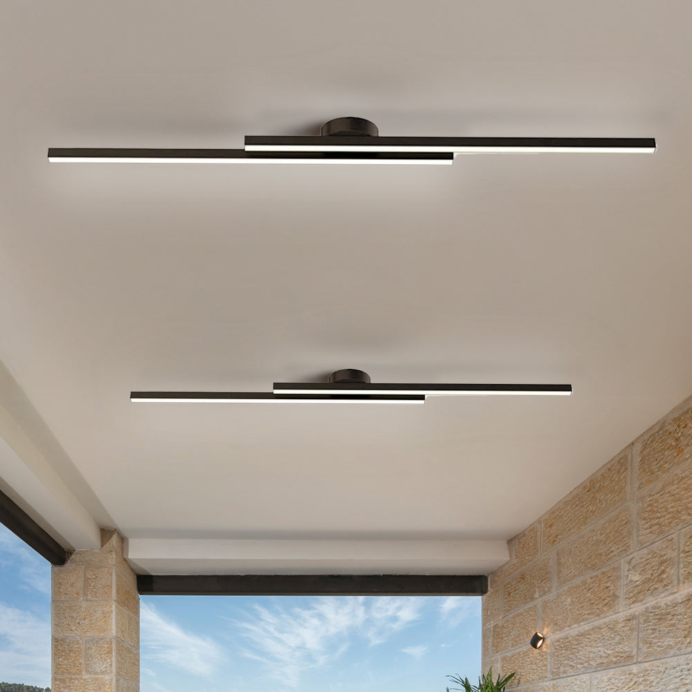 Modern Aluminium Long Strip Semi Flush Mount LED Ceiling Light For Living Room