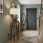 Tripod Floor Lamp – Linen Drum Shade, 155cm