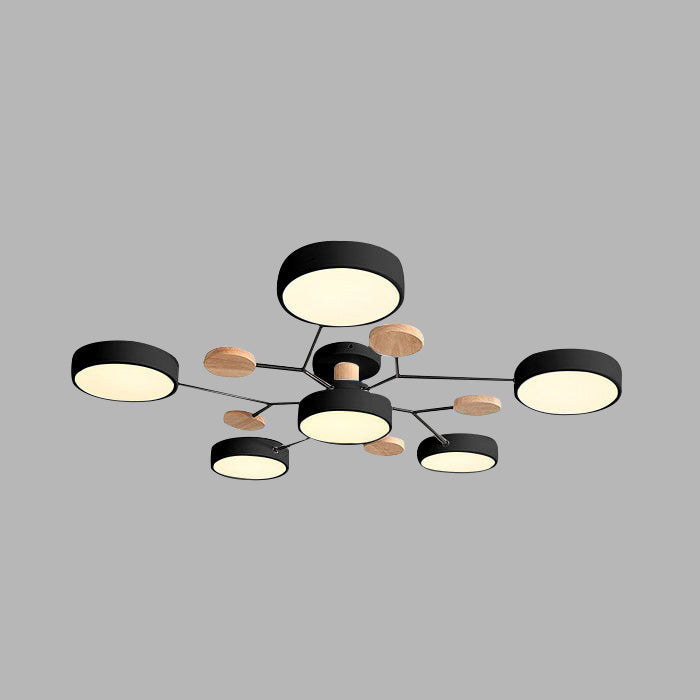 Round LED Ceiling Light – 4 to 7 Light Heads, Iron & Acrylic