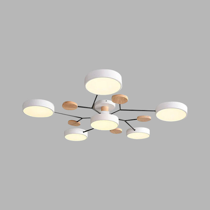 Round LED Ceiling Light – 4 to 7 Light Heads, Iron & Acrylic