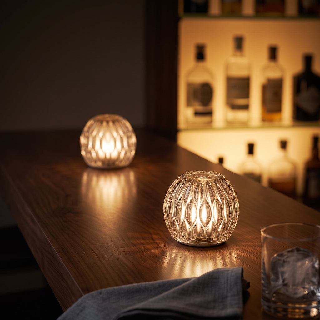 Rechargeable Glass Table Lamp – Cordless LED Mood Light, Touch Dimmable, IP65 Waterproof