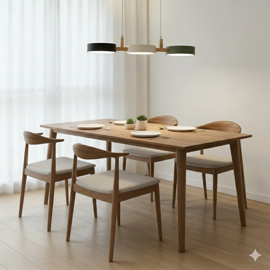 Cylinder Multi-Light Nordic Pendant Light – Iron & Wood, 77cm