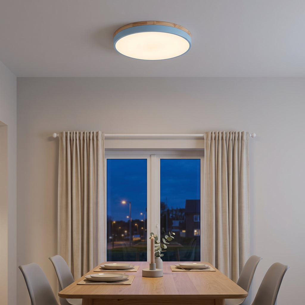 Solid Wood Round Flush Mount LED Ceiling Light – 4 Sizes, 30-60cm