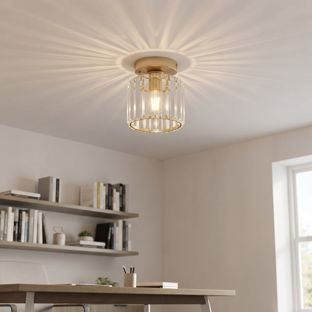 Crystal Shade Flush Mount Ceiling Light – Square or Circle, 3 Sizes