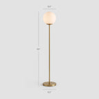 Brass Globe Floor Lamp – Frosted Glass Shade, LED Bulb Included, 165cm