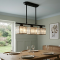 Crystal Glass Island Pendant Light – 3 or 4 Head Chandelier, Adjustable Height