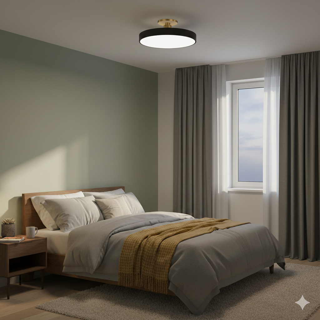 Round LED Semi-Flush Ceiling Light – 4 Brightness Options, 16–48W