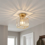 Crystal Shade Flush Mount Ceiling Light – Square or Circle, 3 Sizes