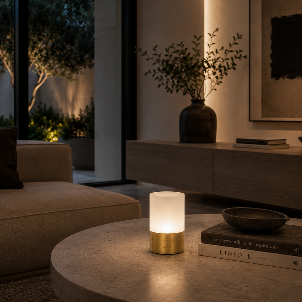 Table Lamp – Cordless LED Mood Light, Brass, IP65 Waterproof