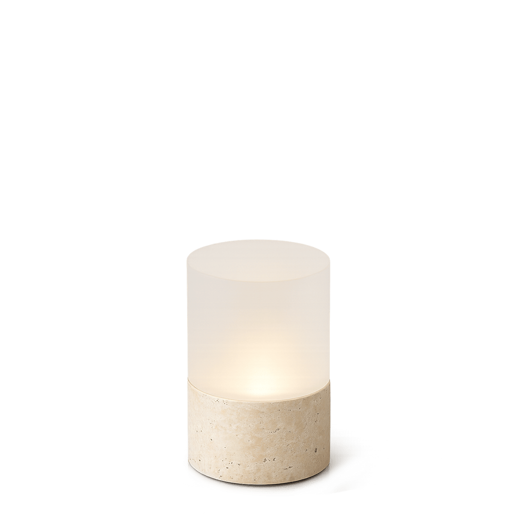 Stone Table Lamp – Cordless LED Mood Light, Travertine Base, IP65 Waterproof