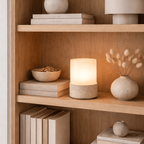 Stone Table Lamp – Cordless LED Mood Light, Travertine Base, IP65 Waterproof
