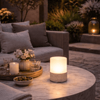 Stone Table Lamp – Cordless LED Mood Light, Travertine Base, IP65 Waterproof