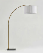 Arc Floor Lamp – Natural Marble Base, Fabric Shade, Foot Switch, 193cm