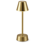 Brushed Brass Table Lamp – Cordless LED Mood Light, Empire Shade, IP65 Waterproof